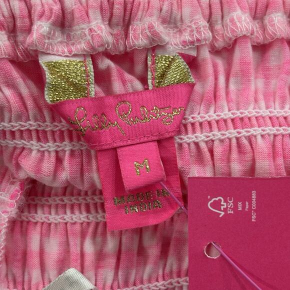 NWT Lilly Pulitzer Size M Jadis Strapless Gingham Top - Pink Isle 010122 Barbie - Picture 2 of 5